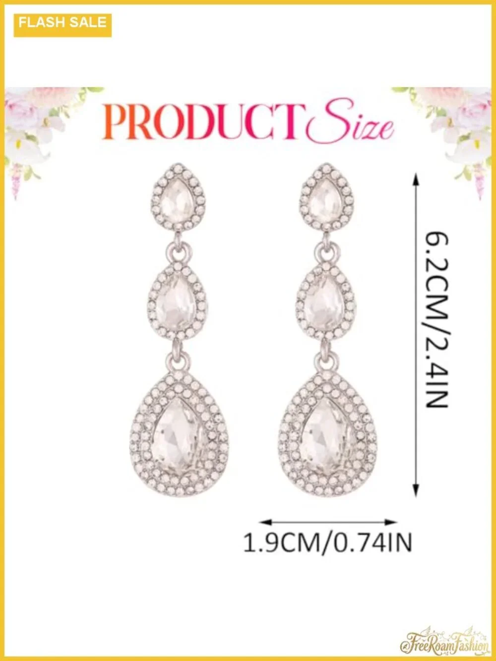 Long Rhinestone Teardrop Dangling Earrings for Women